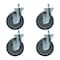Bk Resources 5-inch Threaded Stem Casters, Gy Rubber Wheels, Brake, 300lb Cap, Oil/Grease/Water Resistant, 4PK 5SBR-4ST-GR-PS4 - alternate 4